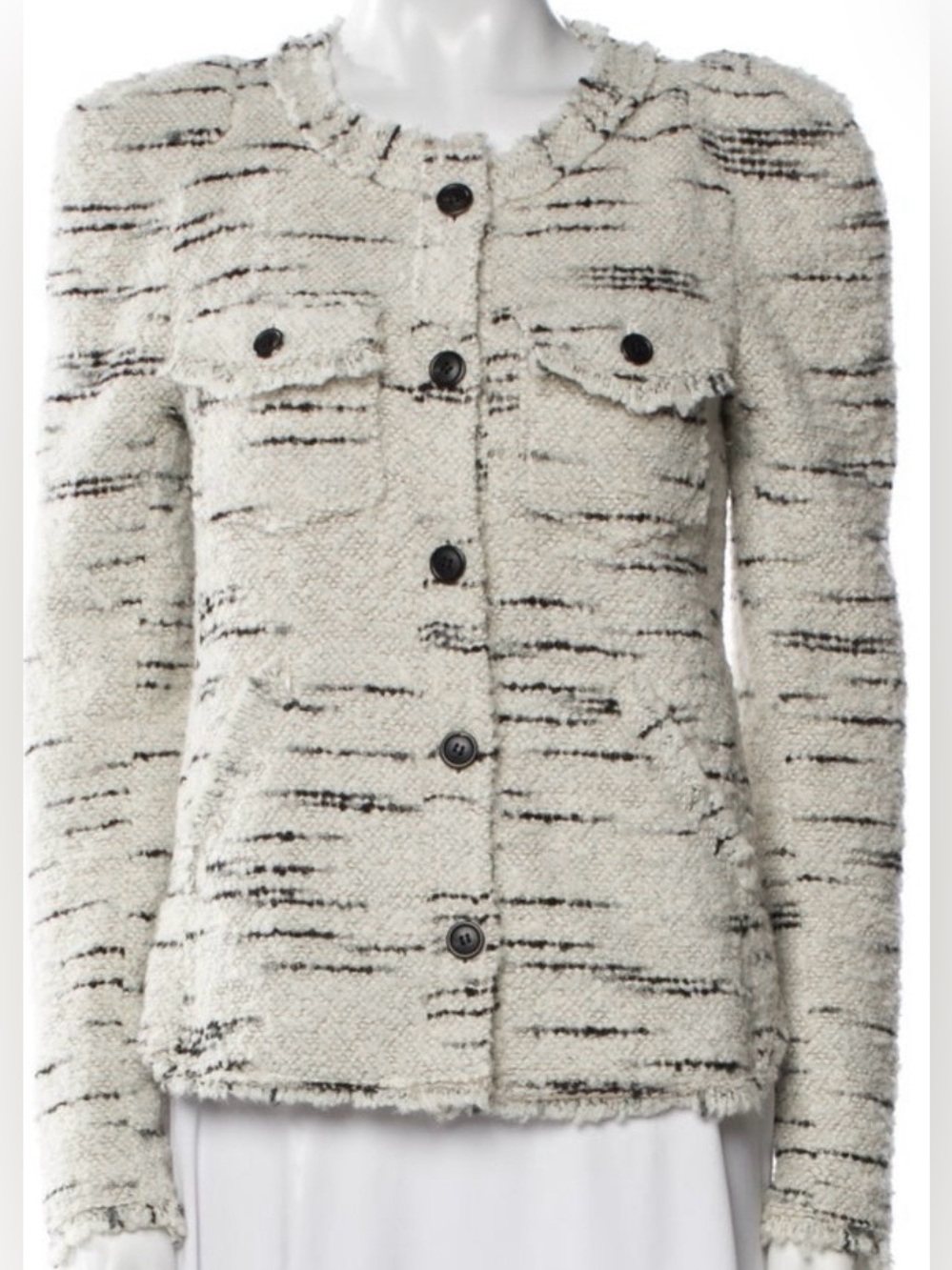 Étoile Isabel Marant Cream Black Bouclé Tweed Jacket FR36 US4